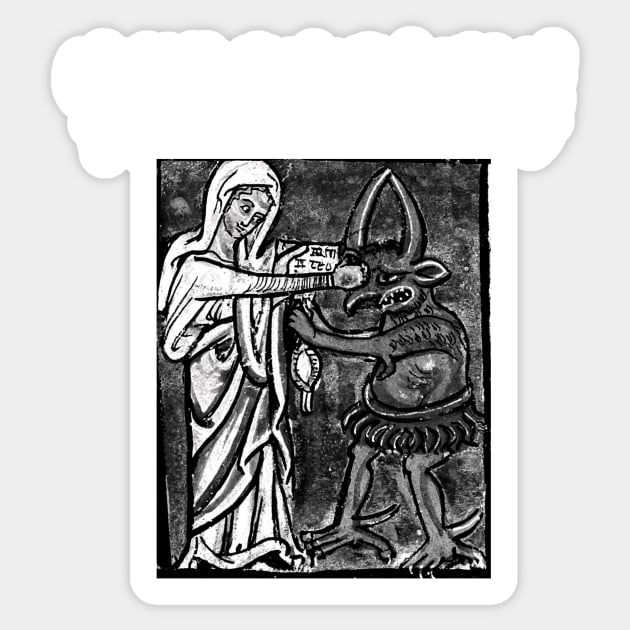 Virgin Mary Punching The Devil Metal Hardcore Punk Gothic Sticker by thecamphillips